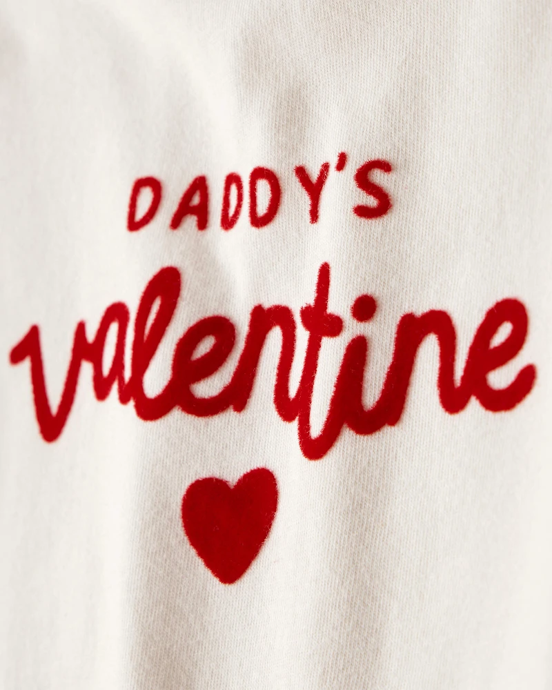 Baby Girl Daddy's Valentine Long-Sleeve Graphic Bodysuit - Cream