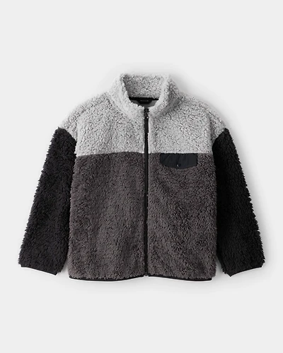 Boys Long-Sleeve Zip-Up Jacket - Grey/Black