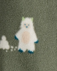 Baby Boy Yeti Fleece Loose Fit 2-Way Zip Sleeper - Green