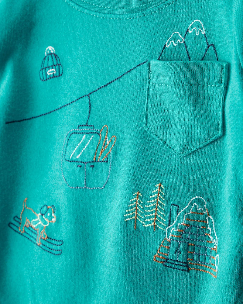 Baby Boy 2-Piece Skiing Print Long-Sleeve Bodysuit & Pant Set - Blue