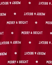 Adult Merry & Bright Christmas Cotton Long-Sleeve 2-Piece Pyjamas - Red