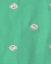 Baby Boy 3-Piece Shark Top, Bodysuit & Short Set - Green/Ivory