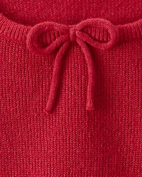 Girls Bow Long-Sleeve Sweater - Red