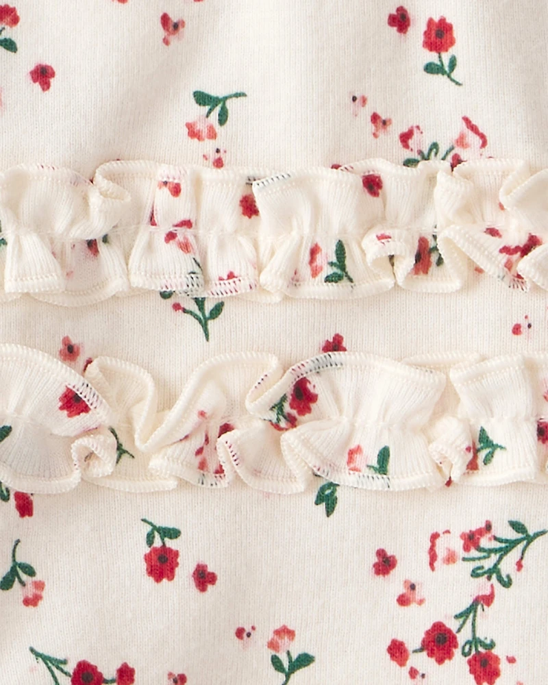 Baby Girl 3-Piece Floral Merry Cotton Bodysuits & Pant Set - White/Red