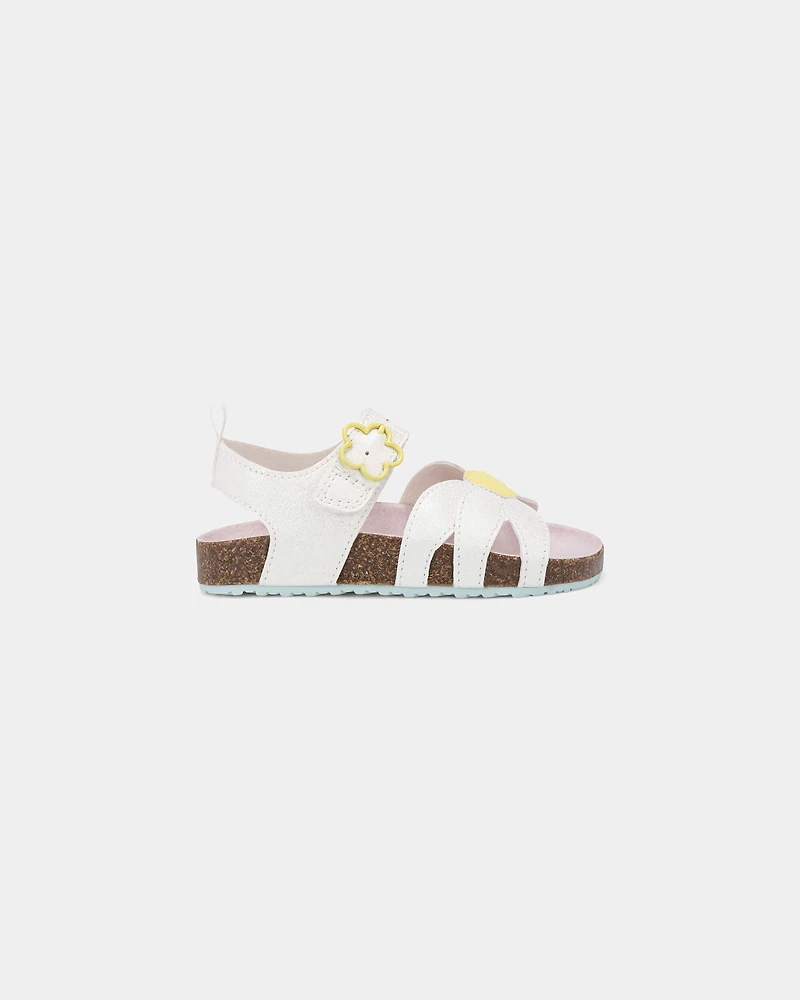 Toddler Girl Flower Sandals - White