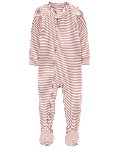 Toddler Girl 1-Piece Striped PurelySoft Footie Pyjamas