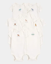 Baby 7-Pack Days Of The Week Short-Sleeve Cotton Bodysuits