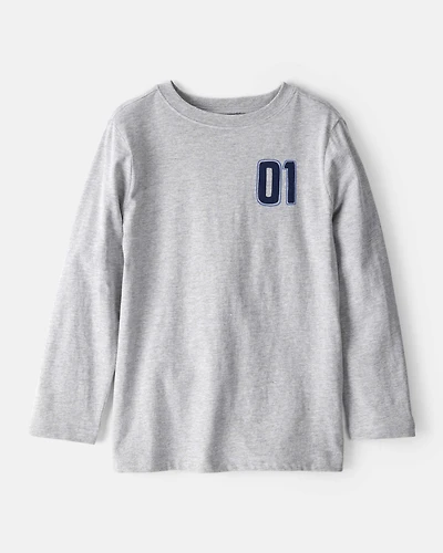 Boys Motorcycle Long-Sleeve Graphic Tee - Grey