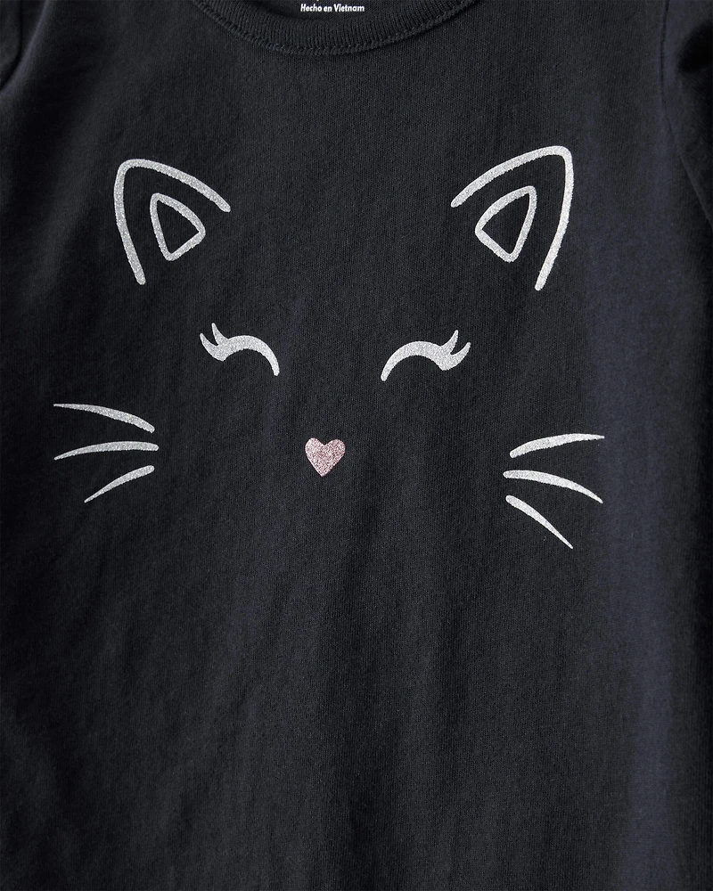 Toddler 2-Piece Halloween Cat Tee & Tulle Skort Set