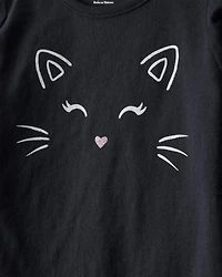 Toddler 2-Piece Halloween Cat Tee & Tulle Skort Set