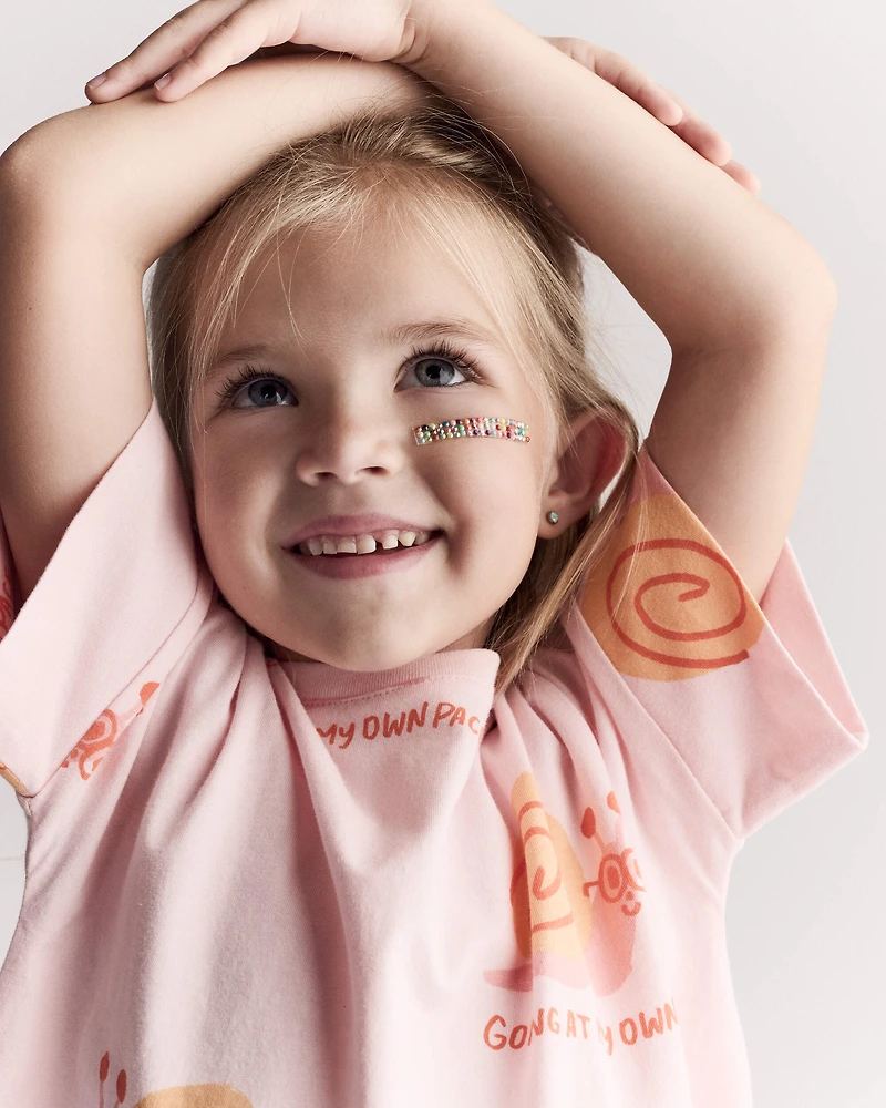 Toddler Girl 'My Own Pace' Snail High-Low Dolman Tee - Blush