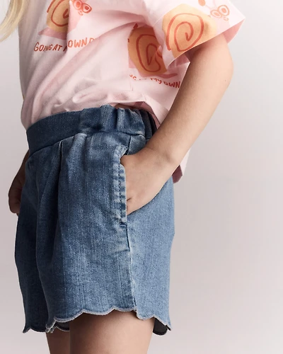 Toddler Girl Scalloped Short Denim