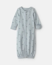 Baby Boy Train Long-Sleeve Sleeper Gown - Blue