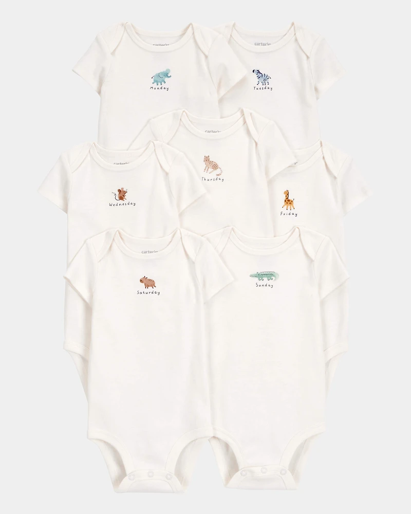 Baby 7-Pack Days Of The Week Short-Sleeve Cotton Bodysuits