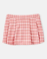Toddler Girl Plaid Knit Skort - Pink