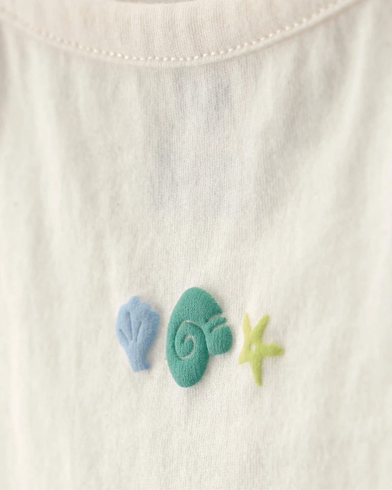 Baby Girl 3-Piece Shell Top & Short Set - Green/Ivory