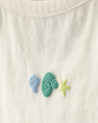 Baby Girl 3-Piece Shell Top & Short Set - Green/Ivory