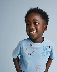 Toddler 'Let's Play' Raglan Relaxed Tee - Blue
