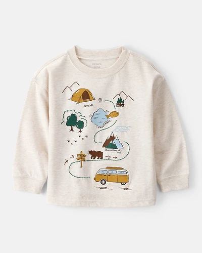 Toddler Boy Camping Long-Sleeve Graphic Tee - White