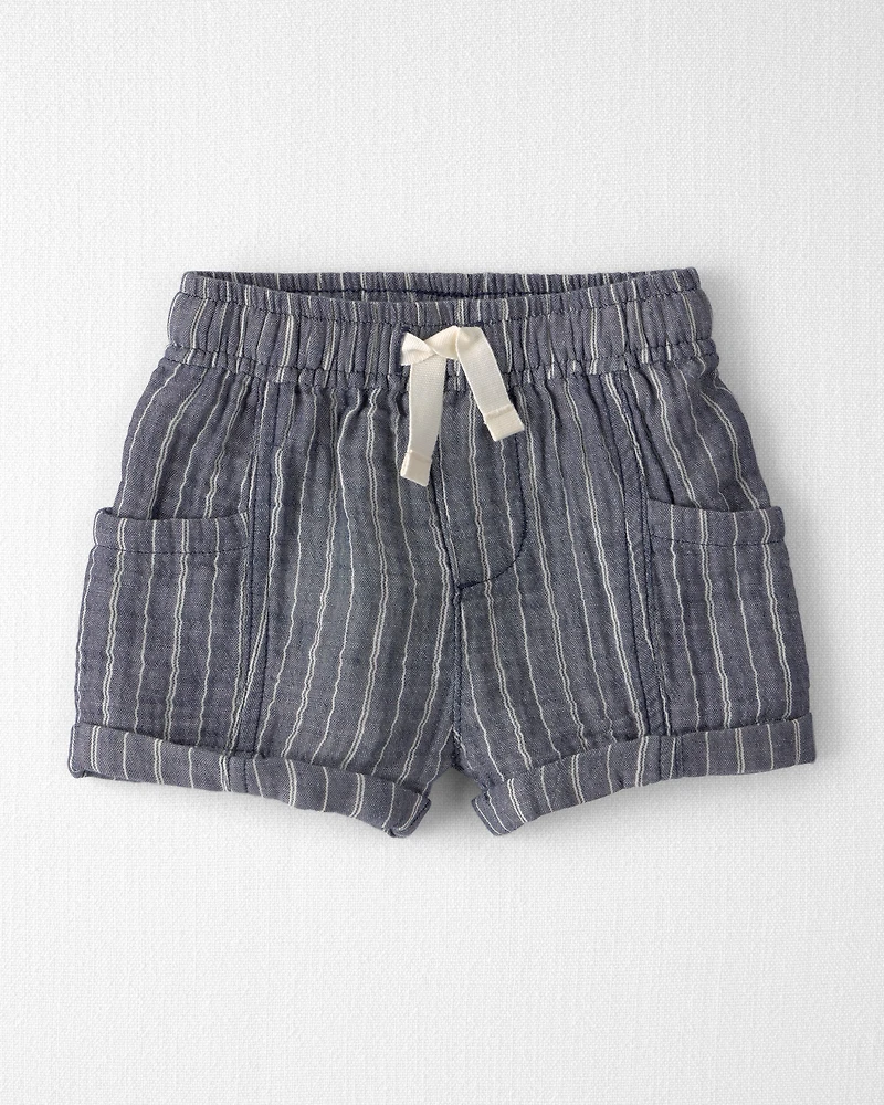 Baby Boy 2-Piece Organic Cotton Gauze Short Set Cream
