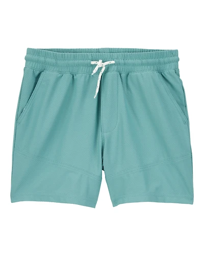 Boys Solid Woven Shorts - Green