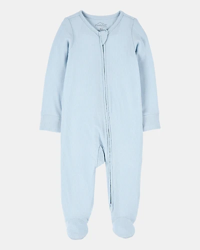 Baby Boy Solid 2-Way Zip PurelySoft Sleeper Pyjamas - Blue