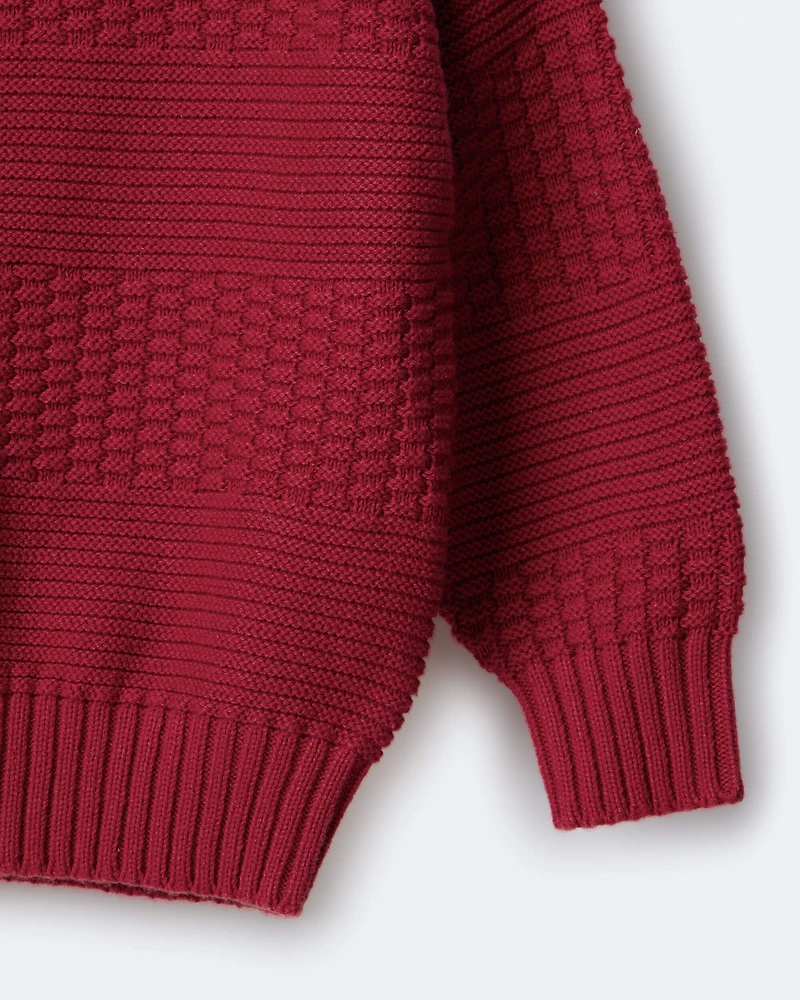 Toddler Cable-Knit Pullover Sweater - Red