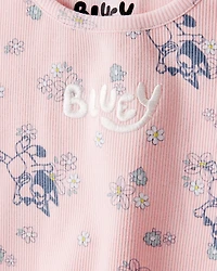 Baby Girl Bluey Floral Print Short-Sleeve Graphic Tee - Pink