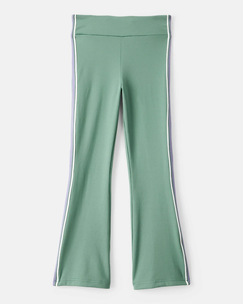 Girls Knit Flare Active Pants - Green