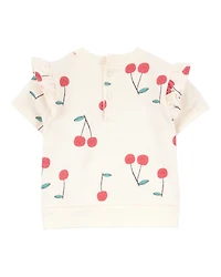 Baby Girl 3-Piece Cherry Outfit Set - Red/Ivory