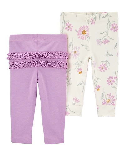 Baby Girl 2-Pack Floral Pull-On Pants
