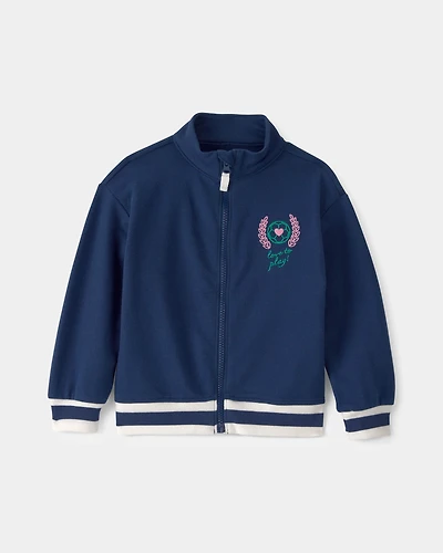 Toddler Girl Varsity French Terry Zip-Up Jacket - Blue