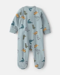 Baby Boy Fleece Dinosaur 2-Way Zip Sleeper - Blue