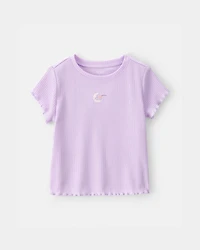 Toddler Girl Moon Rib Loose Fit 2-Piece Pajama Set - Purple