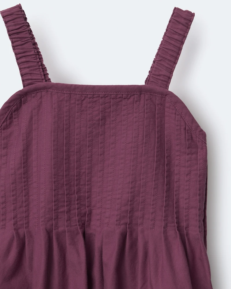 Toddler Girl Pleated Overalls - Mauve