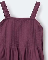 Toddler Girl Pleated Overalls - Mauve