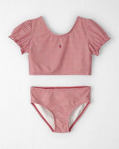 Girls 2-Piece Recycled Swimsuit Red Gingham