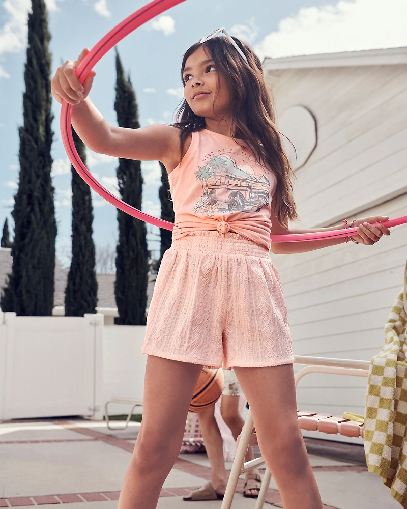Kid Pull-On Smocked Shorts