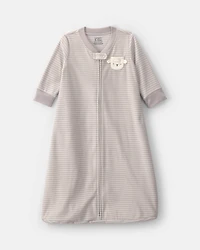 Baby Sheep Striped Fleece Loose Fit Wearable Blanket - Grey
