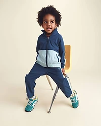 Toddler Boy colour Block Zip-Up Jacket - Navy Blue
