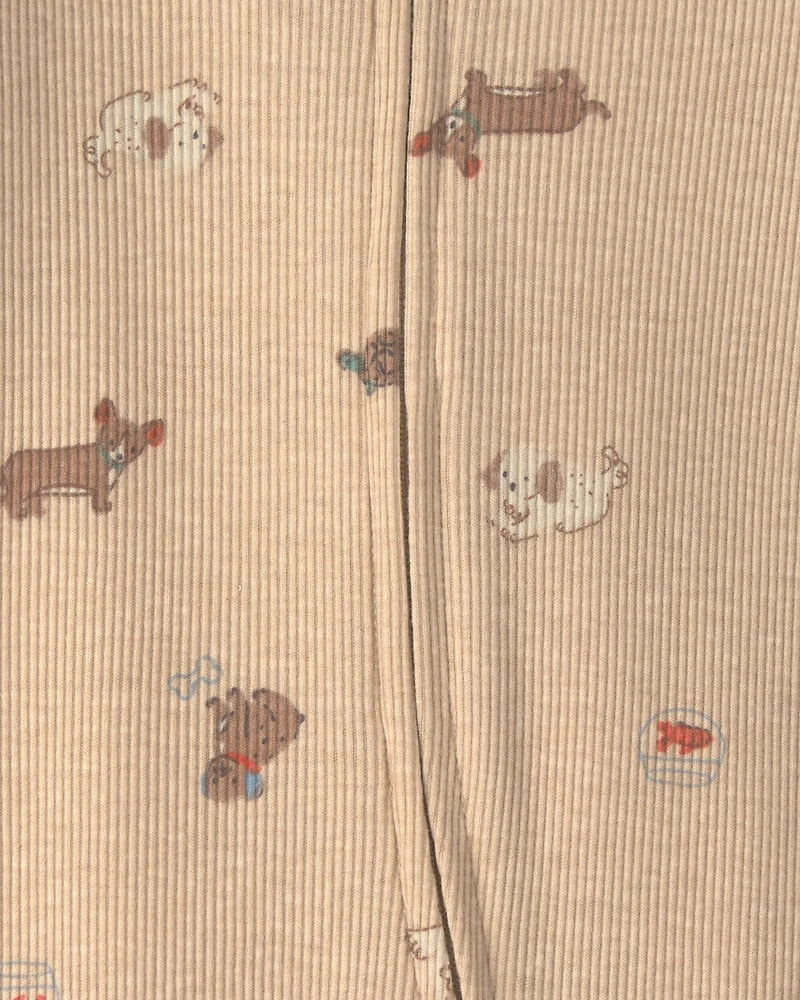 Baby Dog Cotton 2-Way Zip Sleeper - Brown