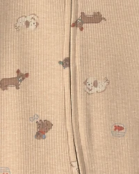 Baby Dog Cotton 2-Way Zip Sleeper - Brown