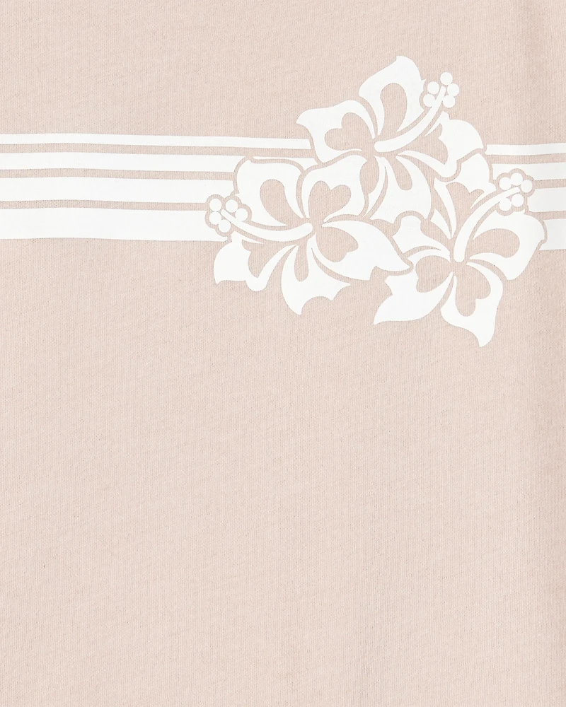 Boys Floral Short-Sleeve Graphic Tee - Khaki