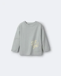 Toddler 'See Ya' Long-Sleeve Pocket Relaxed Graphic Tee - Sage