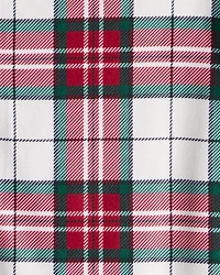 Adult Flannel Plaid Print Long-Sleeve Loose Fit 2-Piece Pyjamas - Red/Green