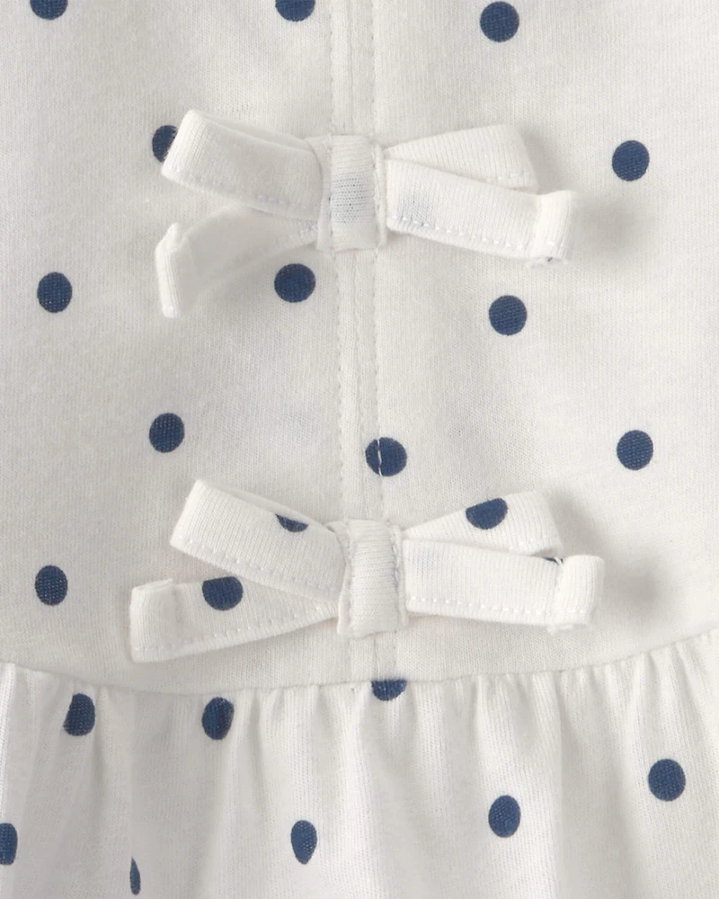 Baby Girl 2-Piece Polka Dots Top & Short Set - Blue/White