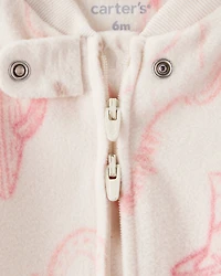 Baby Girl Cowgirl Print Loose Fit Long-Sleeve Sleeper - White