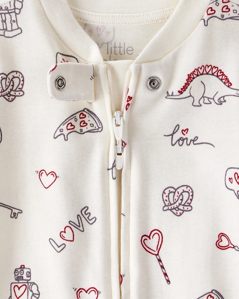 Baby Organic Cotton Sleep & Play Pyjamas Little Loves Print