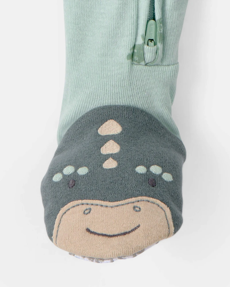 Toddler Dinosaur 100% Cotton Snug Fit 1-Piece Pyjama Set - Green