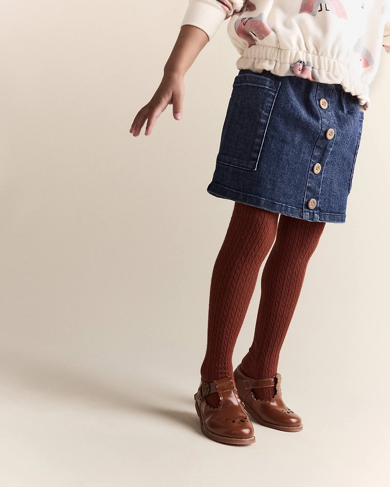 Toddler Girl Denim Skirt with Otter Pockets - Blue